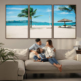 42623350-MGV-CV-36X24-Tropical Beach Wall Art Canvas Print, Framed Palm Tree Art Picture Print, Ocean View Perfect Tropical Coastal Decor Artwork
