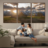 52555760-MGV-CV-36X24-Snowy Peaks Wall Art Canvas Print, Framed Nature Escape Art Picture Print, Rustic Charm Perfect Rustic Western Decor Artwork