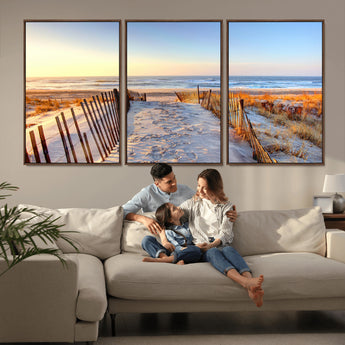 73351887-MGV-CV-36X24-Ocean Sunset Wall Art Wall Art Canvas Print, Framed Nautical Photography Art Picture Print, Summer Beach House Decor Perfect