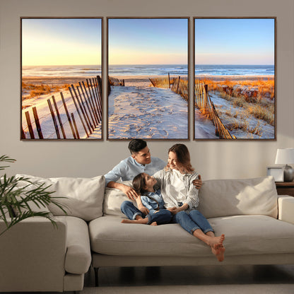 73351887-MGV-CV-36X24-Ocean Sunset Wall Art Wall Art Canvas Print, Framed Nautical Photography Art Picture Print, Summer Beach House Decor Perfect