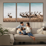 81594705-MGV-CV-36X24-Elk Herd Wall Art Canvas Print, Framed Wildlife Photography Art Picture Print, Rustic Nature Print Perfect Rustic Wildlife Decor