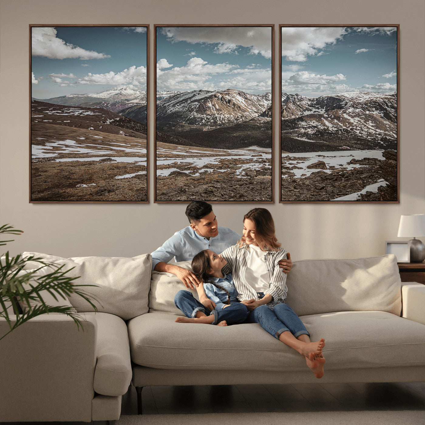 44565953-MGV-CV-36X24-Mountain Landscape Wall Art Canvas Print, Framed Snowy Peaks Art Picture Print, Rugged Highlands Perfect Rustic Adventure Decor