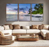 75045485-MGV-CV-36X24-Tropical Beach Wall Art Canvas Print, Framed Sunset Glow Art Picture Print, Palm Tree Coast Perfect Tropical Coastal Decor Artwork