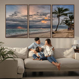 62574547-MGV-CV-36X24-Tropical Storm Wall Art Canvas Print, Framed Moody Beach Art Picture Print, Dramatic Sky Perfect Tropical Coastal Decor Artwork