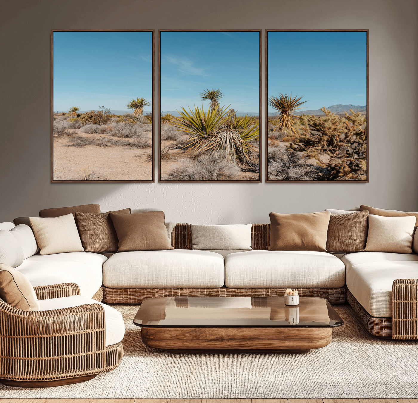 35156165-MGV-CV-36X24-Joshua Tree Wall Art Canvas Print, Framed Desert Landscape Art Picture Print, Warm Earth Tones Perfect Southwestern Minimalist
