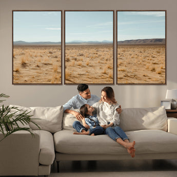 55918919-MGV-CV-36X24-Desert Landscape Wall Art – Golden Grass Plains and Mountain Horizon Canvas Print, Southwest Nature Photography Decor for Living