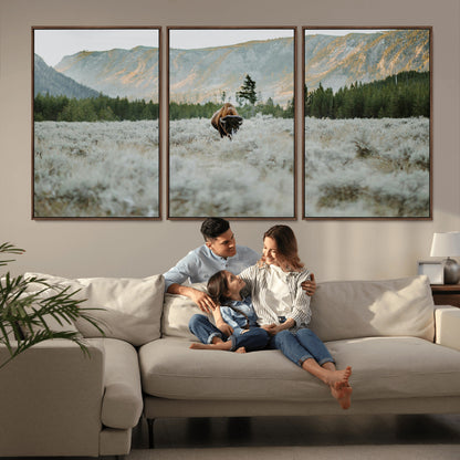 41674074-MGV-CV-36X24-Bison Wall Art – American Buffalo Wildlife Photography Canvas Print, Western Mountain Landscape Artwork Rustic Nature Decor for