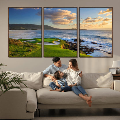 50107048-MGV-CV-36X24-Golf Course Wall Art – Coastal Ocean View Canvas Print, Scenic Fairway Landscape Decor for Office, Man Cave, Bedroom, or Living
