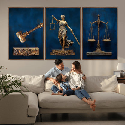 91629053-MGV-CV-36X24-Lady Justice Wall Art – Golden Gavel and Scales Canvas Print, Elegant Legal Office Decor for Lawyers, Judges, Courtroom or Study
