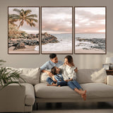 14214613-MGV-CV-36X24-Tropical Beach Wall Art – Palm Tree and Ocean Sunset Canvas Print, Relaxing Coastal Landscape Decor for Living Room, Bedroom, or