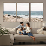 25481980-MGV-CV-36X24-Ocean Coastal Wall Art – Rocky Shoreline and Waves Canvas Print, Serene Beach Landscape Decor for Living Room, Bedroom, or Office