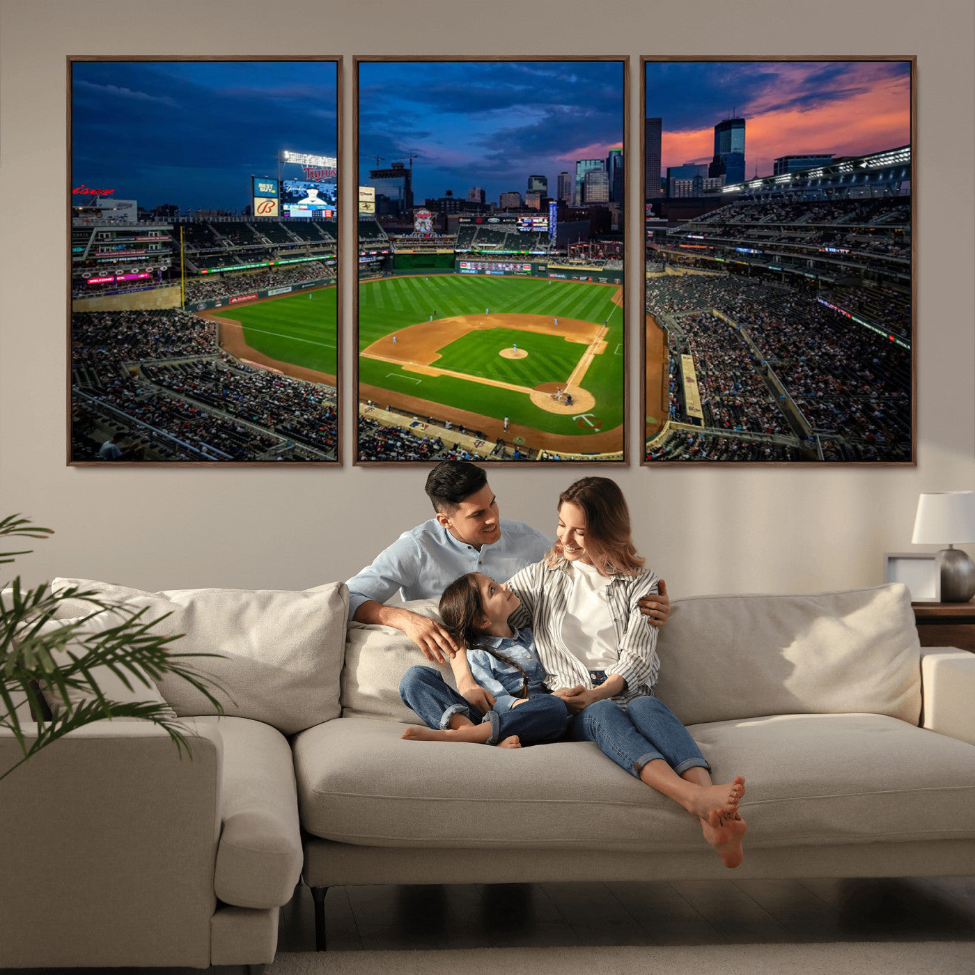 68222753-MGV-CV-36X24-Baseball Stadium Wall Art – Panoramic Night Game Canvas Print, Sports Decor for Man Cave, Office, Bar, or Living Room