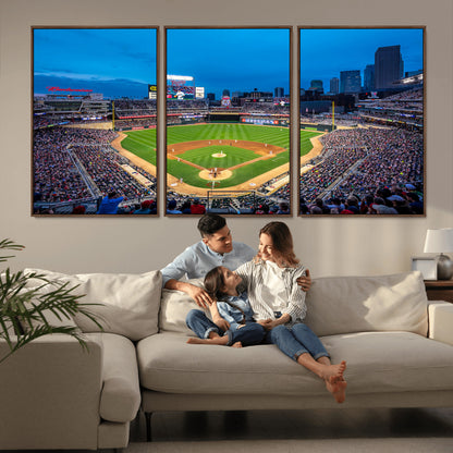 77273035-MGV-CV-36X24-Baseball Stadium Wall Art – Panoramic Evening Game Canvas Print, Sports Fan Decor for Man Cave, Office, Bar, or Living Room