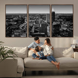 46578567-MGV-CV-36X24-Atlanta Skyline Wall Art – Black and White Cityscape Canvas Print, Modern Urban Night Decor for Office, Living Room, or Apartment