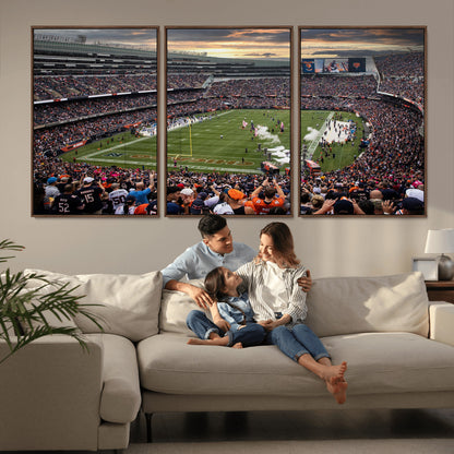 87578930-MGV-CV-36X24-Soldier Field Wall Art – Chicago Bears Football Stadium Sunset Canvas Print, Game Day Sports Decor for Man Cave, Bar, Office, or
