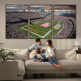 98106777-MGV-CV-36X24-Soldier Field Wall Art – Chicago Bears Stadium Canvas Print with American Flag, Game Day Football Decor for Man Cave, Bar, or