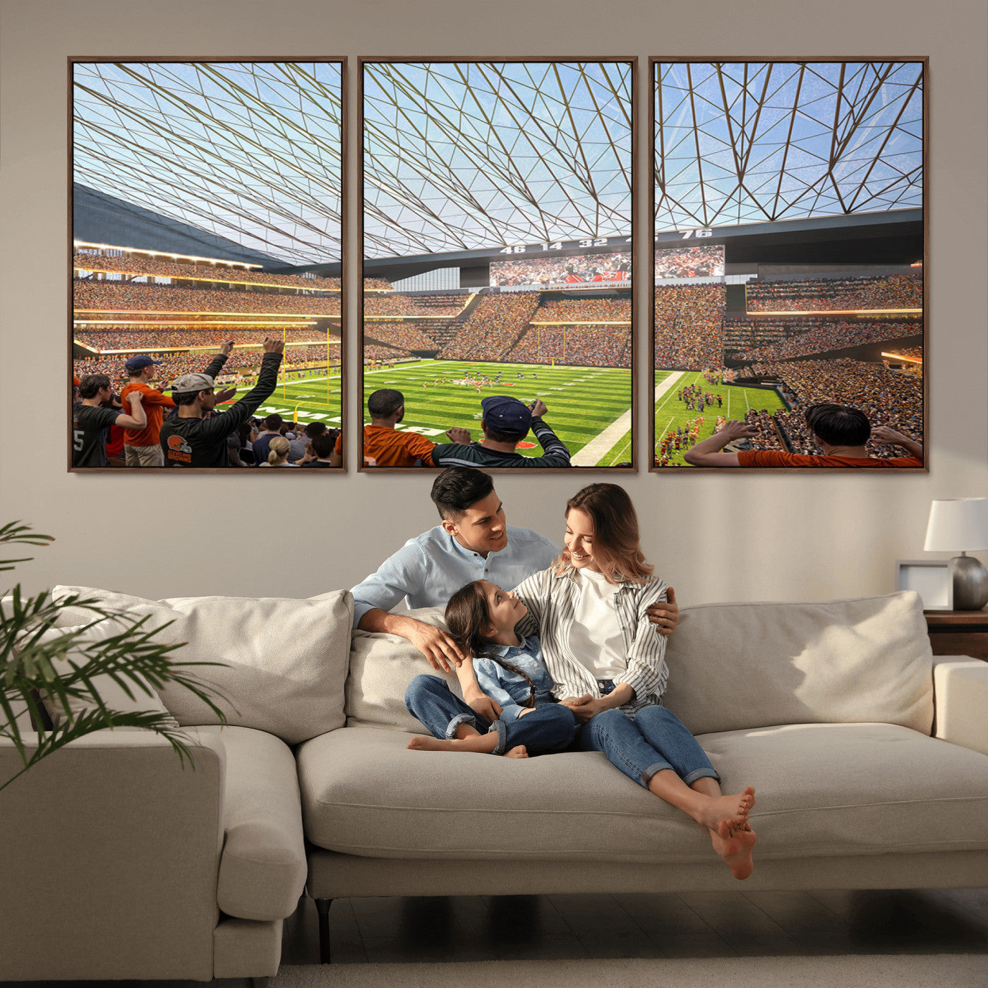 81960112-MGV-CV-36X24-Futuristic Football Stadium Wall Art – Modern Dome Arena Canvas Print, Chicago Bears Concept Design Sports Decor for Man Cave or