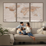 95243244-MGV-CV-36X24-Wander Often Wonder Always World Map Wall Art – Neutral Beige Adventure Canvas Print, Rustic Boho Travel Decor for Bedroom, Living