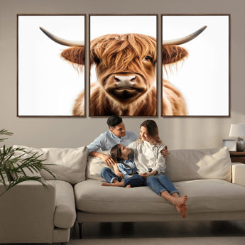 637908607-MGV-FC-93X47-3P_Black-Highland Cow Wall Art Print – Rustic Farmhouse Animal Portrait, Scottish Highland Cattle Canvas, Modern Country Wall Decor for