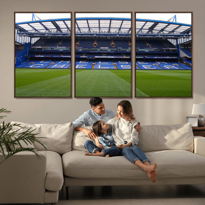 38616413CHELSA-MGV-CV-36X24-Chelsea Stadium Wall Art – Panoramic Football Field Canvas Print, Game Day Sports Decor for Living Room, Office, or Man Cave