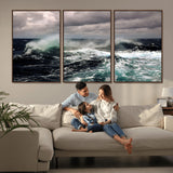38622353-MGV-CV-36X24-Ocean Wave Wall Art – Dramatic Seascape Canvas Print with Stormy Sky and Crashing Sea, Bold Coastal Photography for Living Room,