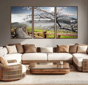 34632598CRY-MGV-CV-36X24-Sakura Cherry Blossom Pathway Canvas Wall Art – Tranquil Walk Through Blossoming Nature – Ready to Hang