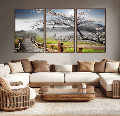 34632598CRY-MGV-CV-36X24-Sakura Cherry Blossom Pathway Canvas Wall Art – Tranquil Walk Through Blossoming Nature – Ready to Hang
