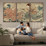 54879547-MGV-CV-36X24-Samurai Woman Wall Art – Japanese Ukiyo-e Style Canvas Print with Katana and Octopus, Traditional Asian Inspired Battle Artwork