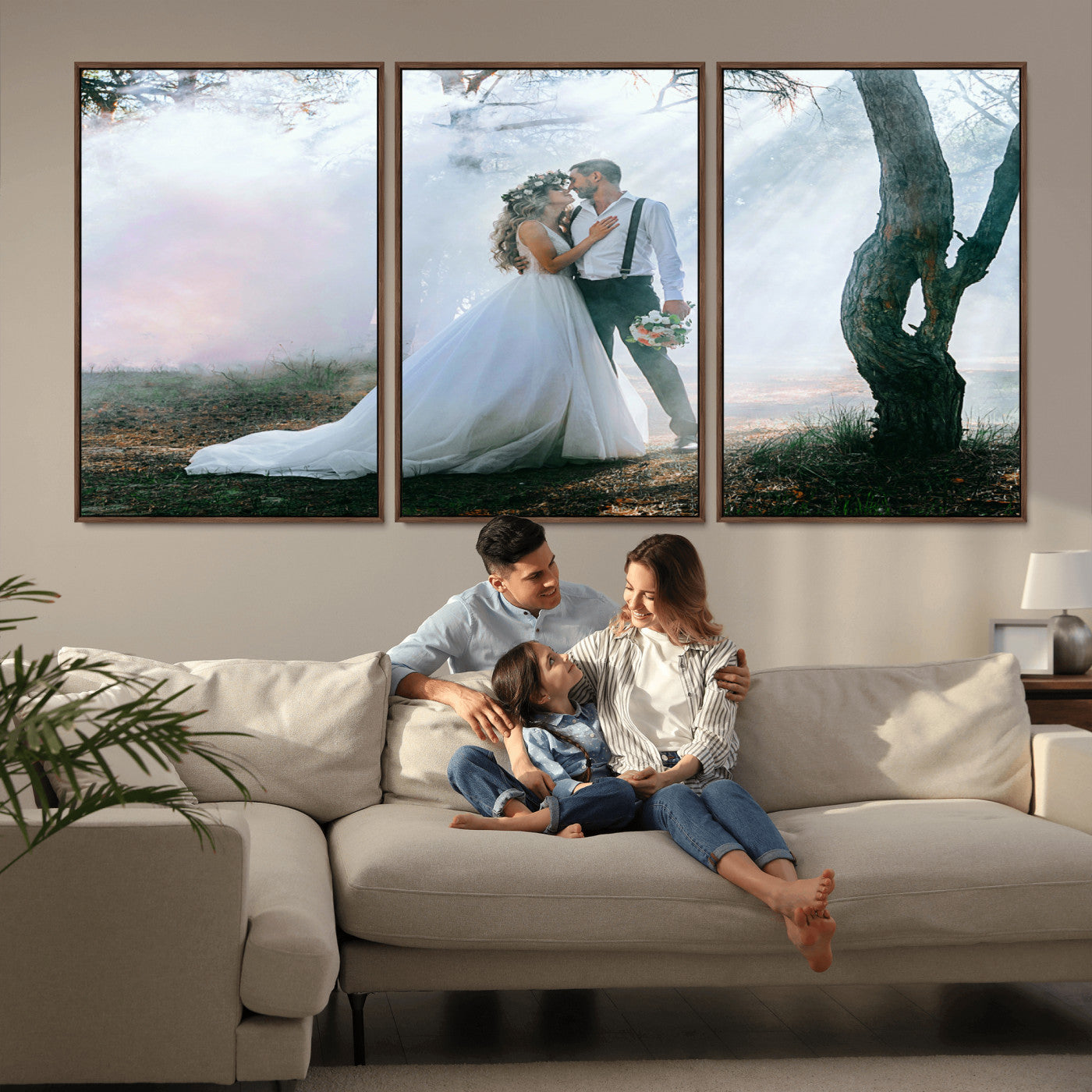 CSTM913-MGV-CV-36X24-Framed Wedding Canvas Print - Custom Wall Art Keepsake for Couples, Elegant Home Decoration Gift, Create Your Own Photo Canvas