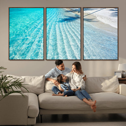 68127042-MGV-CV-36X24-Beach Wall Art – Tropical Ocean Canvas Print, Clear Water and White Sand Photography Decor for Bedroom, Living Room, Office,