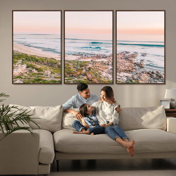 27332135-MGV-CV-36X24-Coastal Sunset Wall Art – Ocean Waves and Rocky Shore Canvas Print, Scenic Seaside Photography Decor for Bedroom, Living Room,