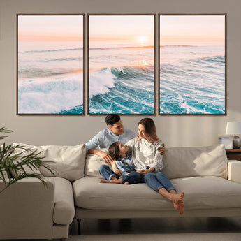 34064591-MGV-CV-36X24-Surfing Wall Art – Sunset Ocean Wave Canvas Print, Surfer Riding Sea Photography Decor for Bedroom, Living Room, Office, Coastal