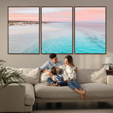 41613614-MGV-CV-36X24-Beach Sunset Wall Art – Pastel Ocean Canvas Print, Turquoise Water and Pink Sky Photography Decor for Bedroom, Living Room, Office