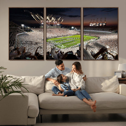 11221988-MGV-CV-36X24-Football Stadium Wall Art – Game Day Crowd with Fireworks, Sports Fan Photography Print, Stadium Decor for Man Cave, Bar, or