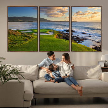 67486665-MGV-CV-36X24-Golf Course Wall Art – Pebble Beach Oceanfront Canvas Print, Coastal Fairway Photography Sports Decor for Living Room, Office, Man
