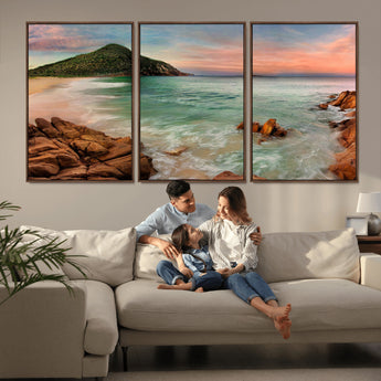 53831025-MGV-CV-36X24-Coastal Landscape Wall Art – Tropical Beach Ocean Canvas Print, Sunset Mountain View Photography Decor for Living Room, Bedroom,