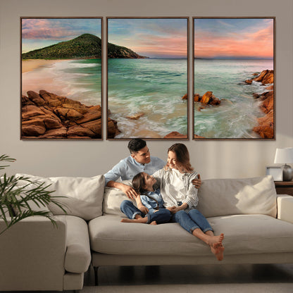 53831025-MGV-CV-36X24-Coastal Landscape Wall Art – Tropical Beach Ocean Canvas Print, Sunset Mountain View Photography Decor for Living Room, Bedroom,