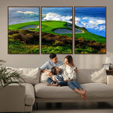 34181847-MGV-CV-36X24-Coastal Golf Course Wall Art – Panoramic Ocean Fairway Canvas Print, Scenic Sports Photography Decor for Office, Man Cave, Living
