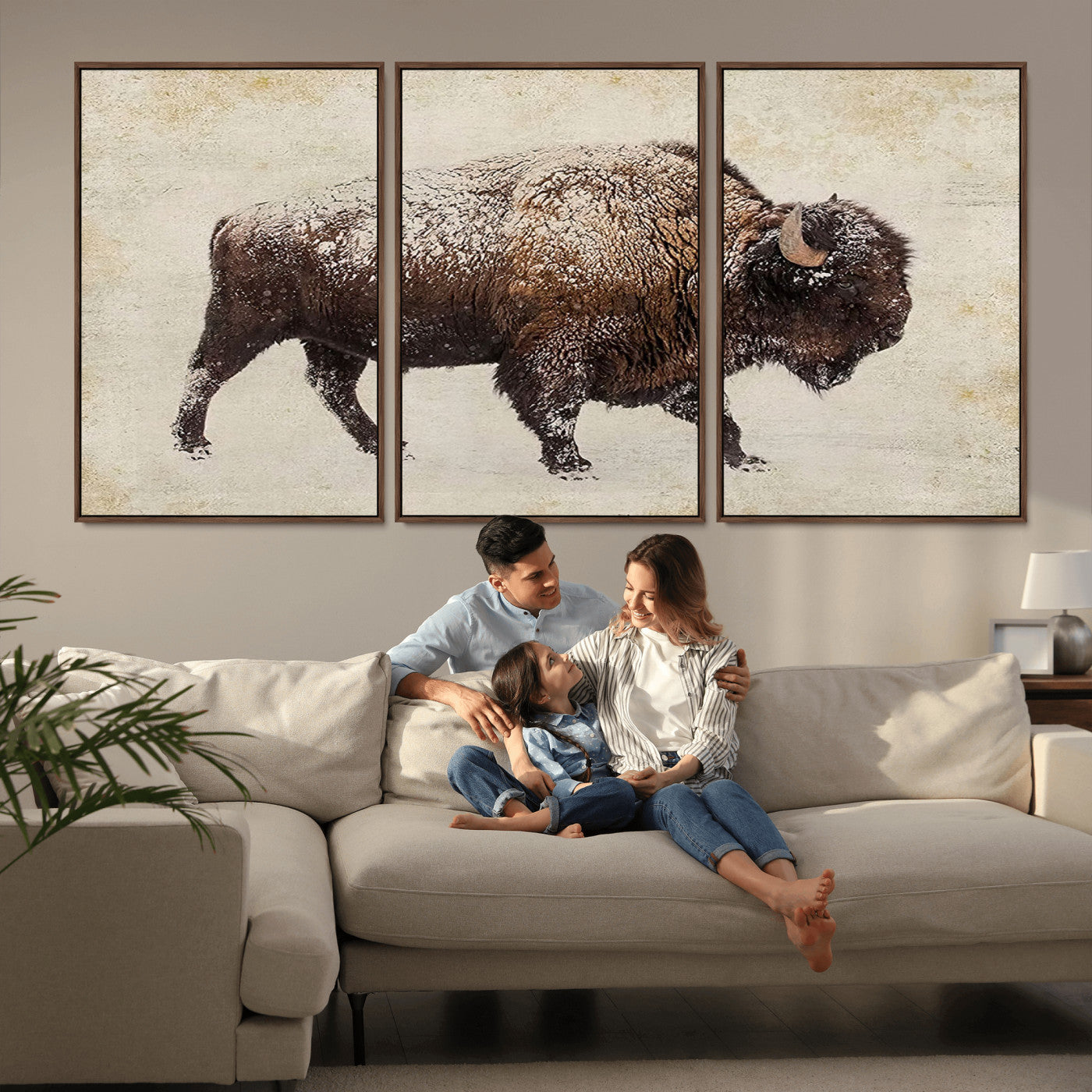 54810031-MGV-CV-36X24-Western Wall Art – Snow Covered Bison Canvas Print, Rustic Wildlife Photography Decor for Bedroom, Living Room, Office, Lodge,