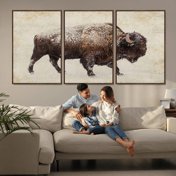 54810031-MGV-CV-36X24-Western Wall Art – Snow Covered Bison Canvas Print, Rustic Wildlife Photography Decor for Bedroom, Living Room, Office, Lodge,