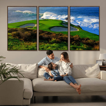 13644055-MGV-CV-36X24-Golf Wall Art – Oceanfront Green Canvas Print, Scenic Coastal Course Photography Decor for Bedroom, Living Room, Office, Sports