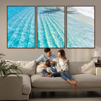 46233906-MGV-CV-36X24-Coastal Wall Art – Turquoise Ocean Waves and White Sand Canvas Print, Tropical Beach Photography Decor for Bedroom, Living Room,