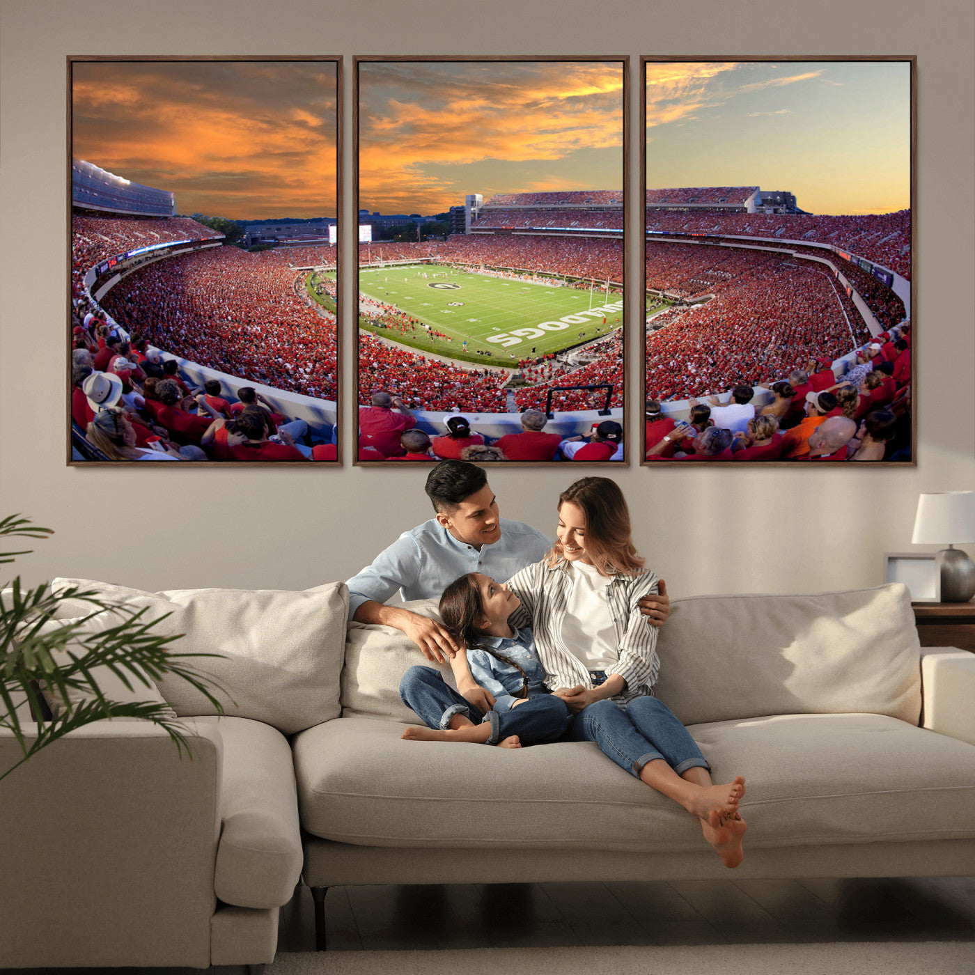 73680988-MGV-CV-36X24-Sanford Stadium Wall Art – Georgia Bulldogs Football Sunset Game Canvas Print, College Sports Decor for Man Cave, Bar, Office, or