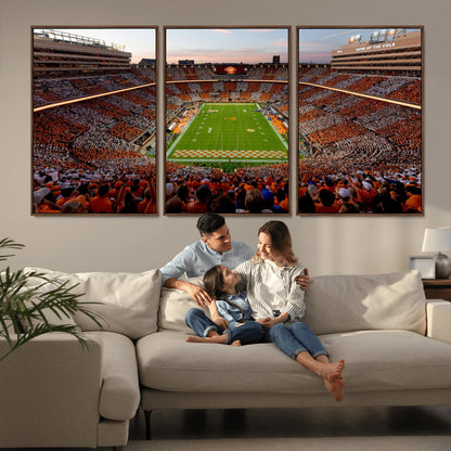 37160229-MGV-CV-36X24-Tennessee Volunteers Wall Art – Neyland Stadium Sunset Checkerboard Game Canvas Print, Vols Football Panorama Sports Decor
