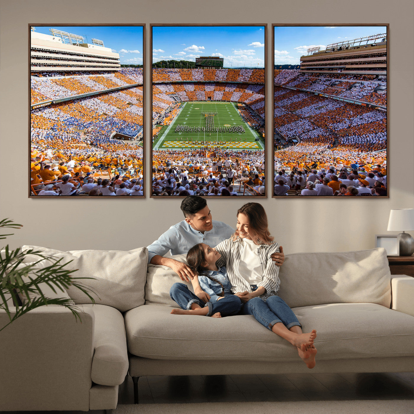 77097951-MGV-CV-36X24-Neyland Stadium Wall Art – Panoramic Tennessee Volunteers Checkerboard Crowd Canvas Print, Football Game Day Decor for Office, Man