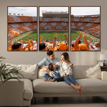 76011417-MGV-CV-36X24-Neyland Stadium Wall Art – Panoramic Tennessee Volunteers Checkerboard Crowd Canvas Print, Day Game Football Celebration Sports