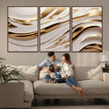 41237-MGV-CV-36X24-Gold Waves Wall Art Canvas Print, Framed Elegant Flow Art Picture Print, Luxury Layers Perfect Minimal Luxe Decor Artwork
