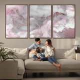 16416-MGV-CV-36X24-Blush Marble Wall Art Canvas Print, Framed Rose Gold Art Picture Print, Pink Cloudy Perfect Modern Glam Decor Artwork