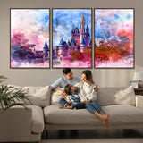 15129-MGV-CV-36X24-Disney Castle Wall Art Canvas Print, Framed Cinderella Palace Art Picture Print, Fantasy Kingdom Perfect Whimsical Fairytale Decor