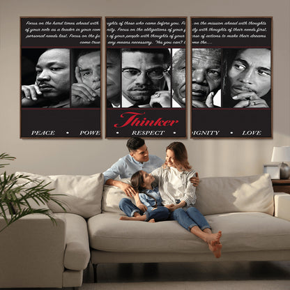 45112-MGV-CV-36X24-Black Icons Wall Art Canvas Print, Framed Thinker Art Picture Print, Motivational Quote Perfect Cultural Modern Decor Artwork
